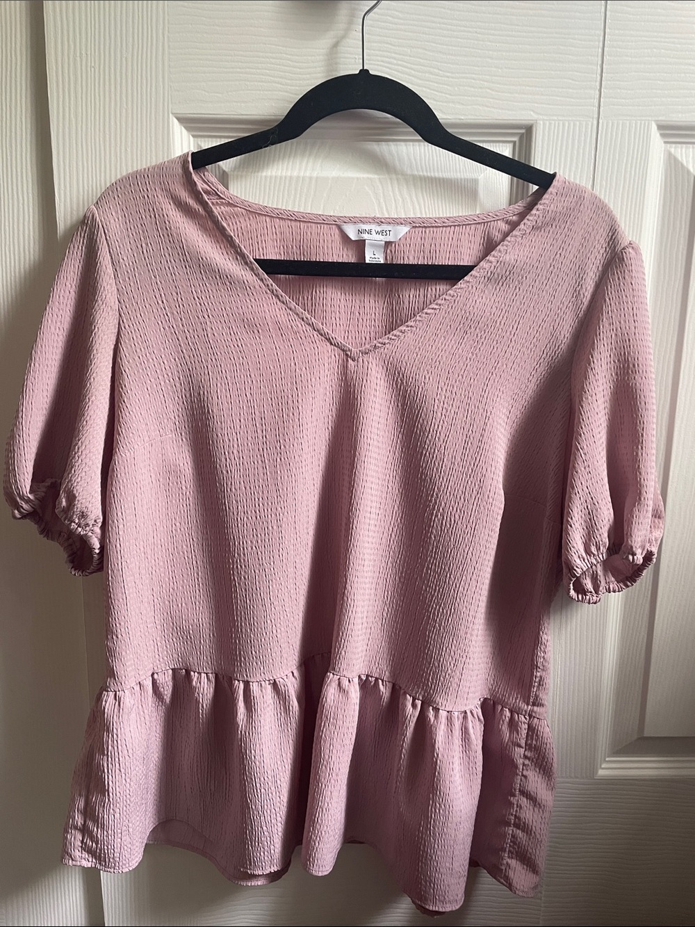 Nine West Dusty V-Neck Peplum Blouse